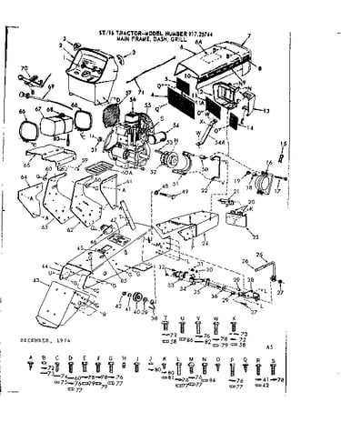16 garden tractor/main frame, dash & grill