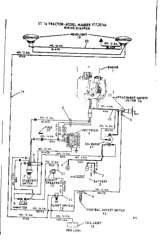 16 GARDEN TRACTOR/WIRING DIAGRAM