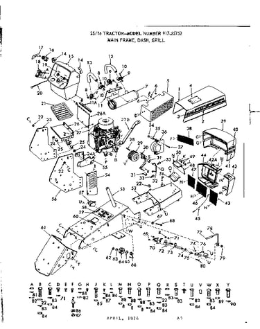 16 tractor/main frame, dash, grill