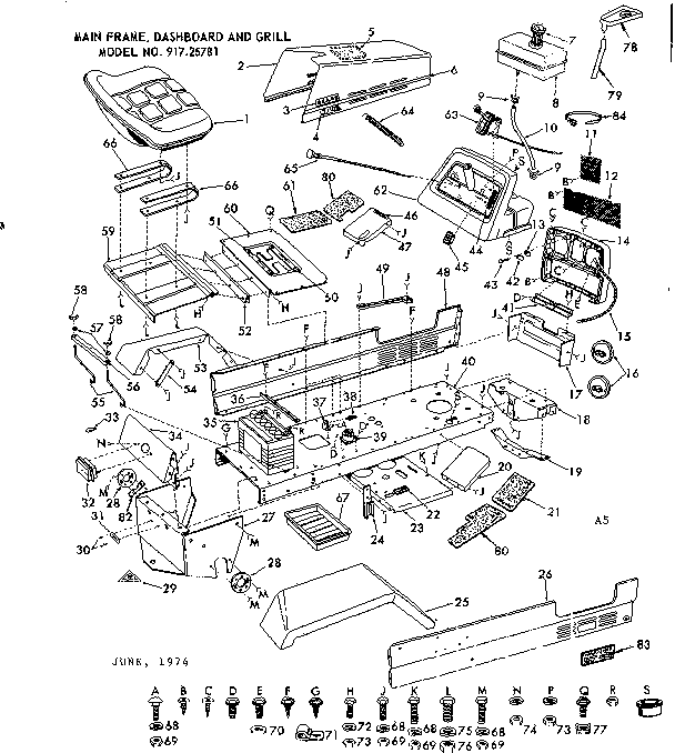 10E LAWN TRACTOR/MAIN FRAME, DASHBOARD & GRILL