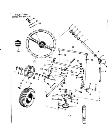 10e lawn tractor/front axle