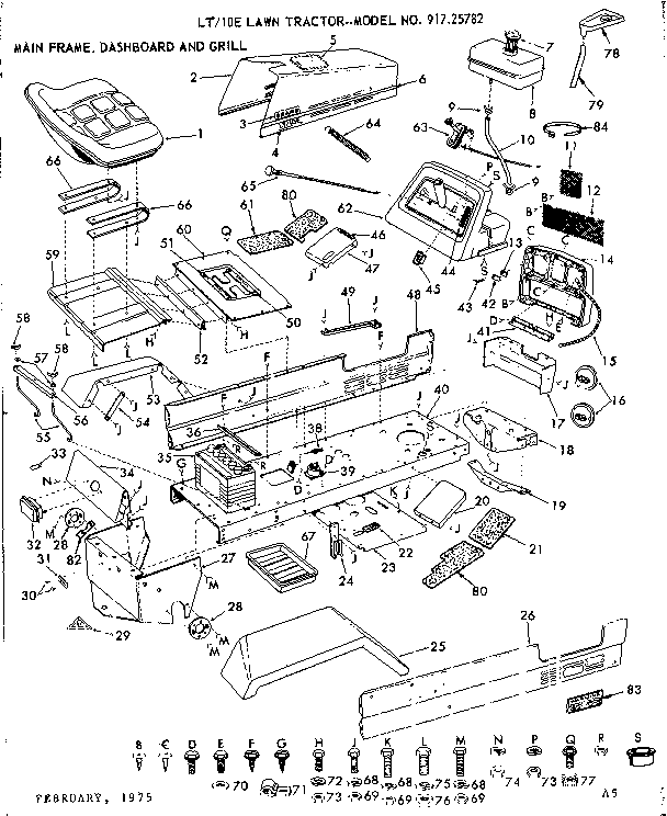 10E LAWN TRACTOR/MAIN FRAME, DASHBOARD AND GRILL