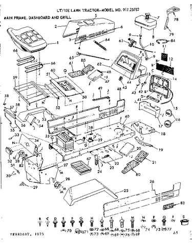 10e lawn tractor/main frame, dashboard and grill