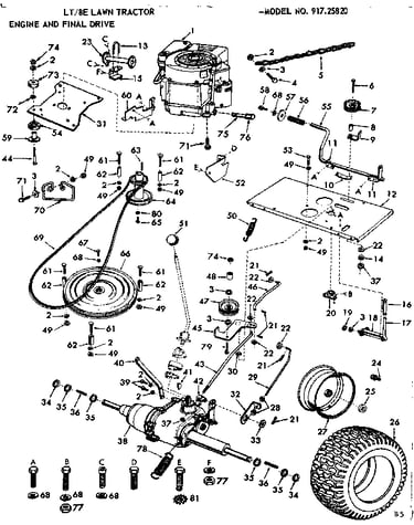 8e lawn tractor/engine and final drive