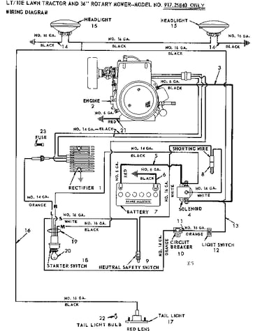 10e lawn tractor and 36 in rotary mower/wiring diagram
