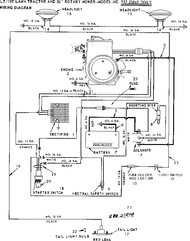 10E LAWN TRACTOR AND 36 IN ROTARY MOWER/WIRING DIAGRAM