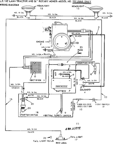 10e lawn tractor and 36 in rotary mower/wiring diagram