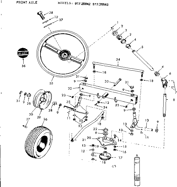 10E LAWN TRACTOR & ROTARY MOWER/FRONT AXLE