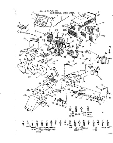 16 garden tractor/main frame, dash, grill
