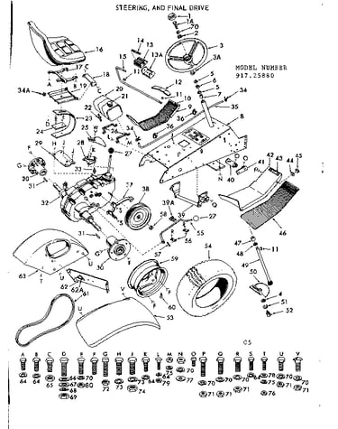 16 garden tractor/steering, and final drive