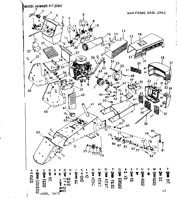 16 garden tractor/main frame, dash, grill