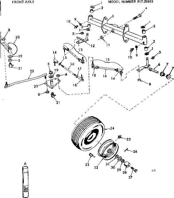16 garden tractor/front axle asm