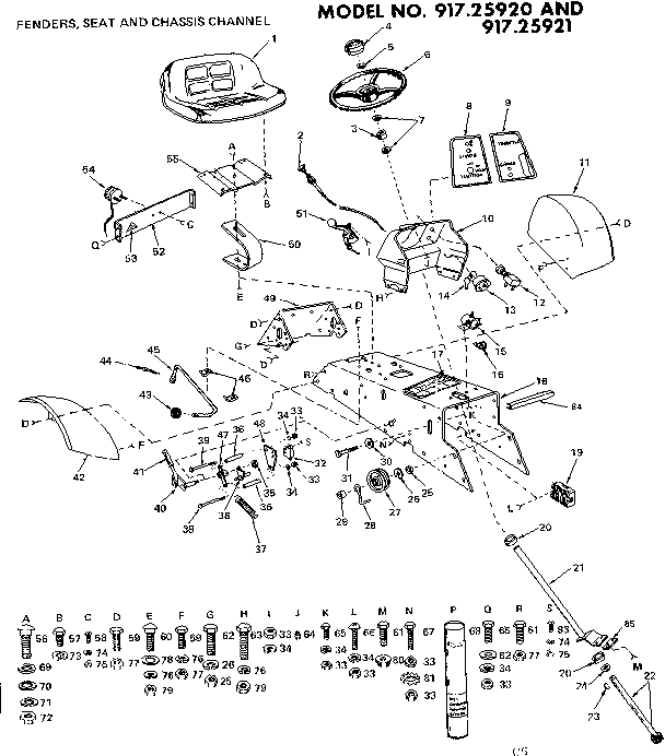 10x garden tractor/fenders, seat & chassis channel