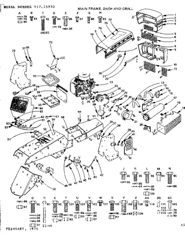 16 twin-garden tractor/main frame, dash and grill