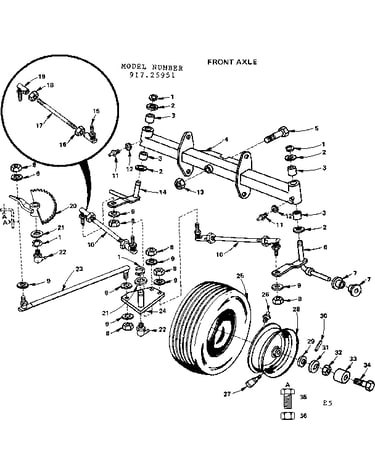 16 twin garden tractor/front axle