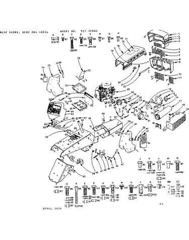 18 twin-garden tractor/main frame, dash and grill