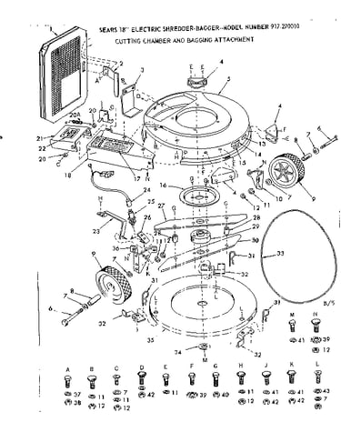 Cutting chamber and bagging attachment