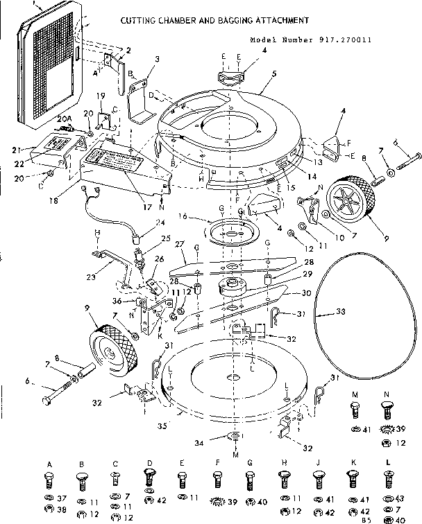 Cutting chamber and baggine attachment
