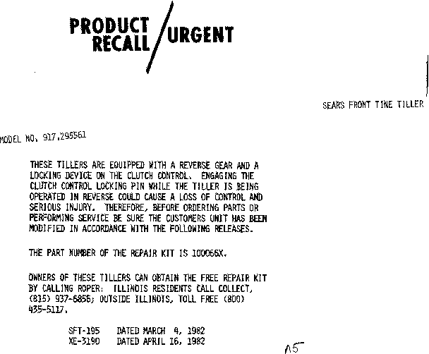 Recall notice