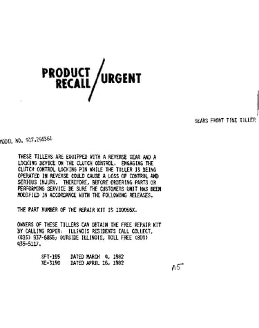 Recall notice