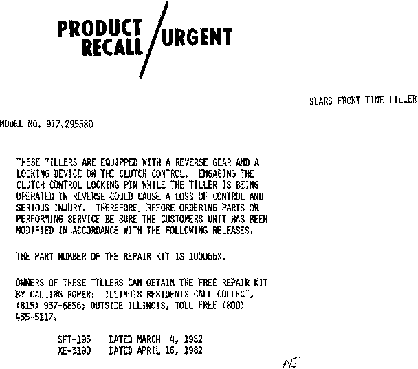 RECALL NOTICE