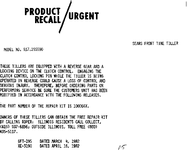 Recall notice