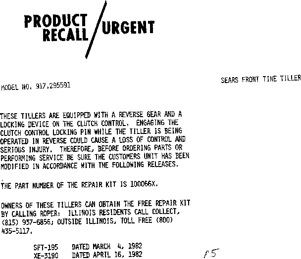 Recall notice