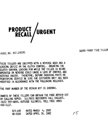 Recall notice