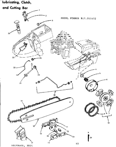 Lubricating, clutch and cutting bar