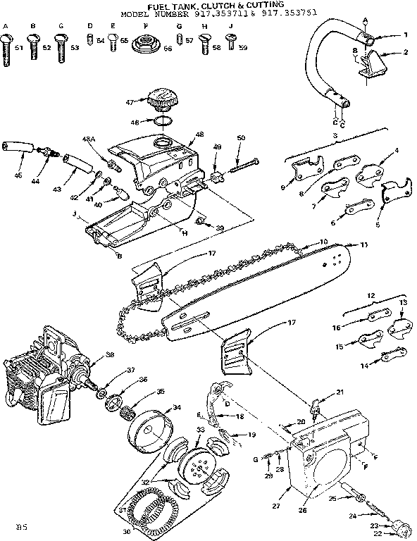 Fuel tank, clutch & cutting