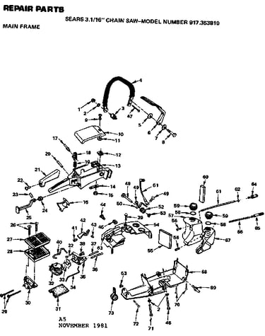 16 in. chain saw/main frame