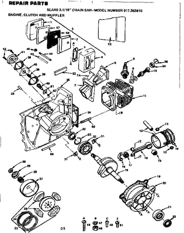 16 in. chain saw/engine clutch and muffler
