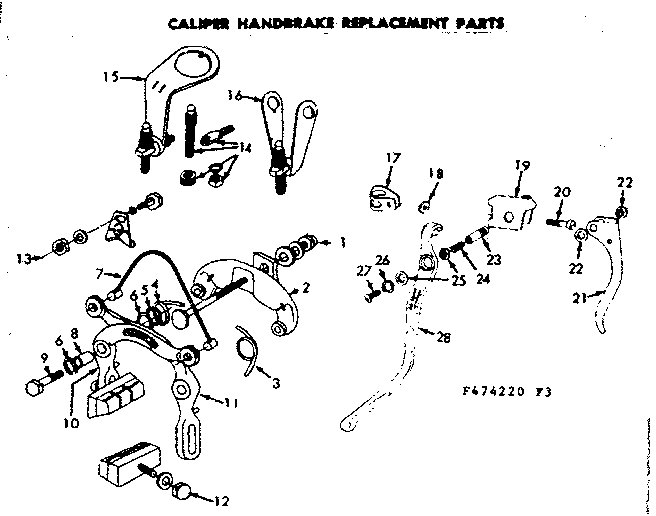 Caliper handbrake replacement parts