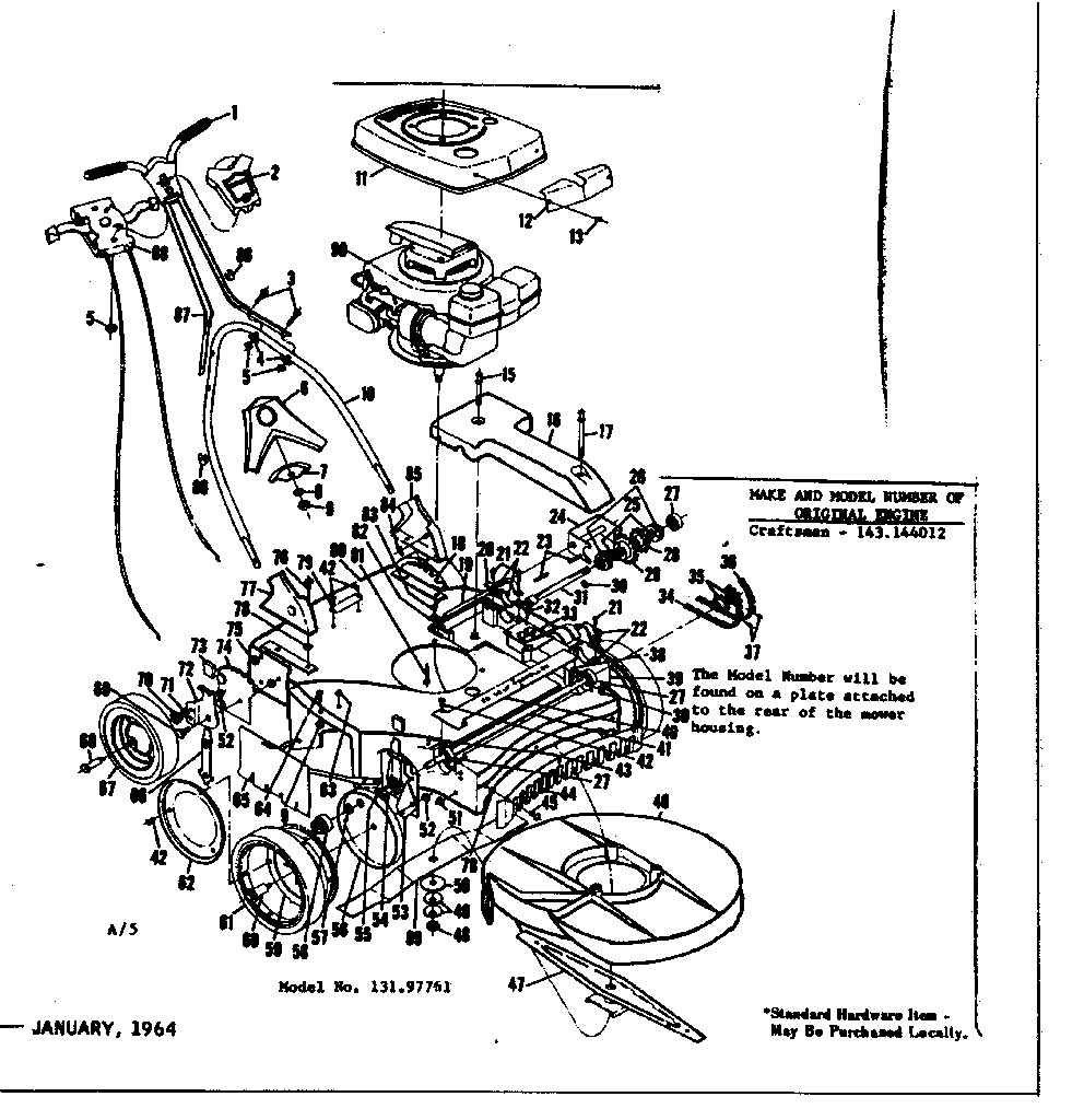Make and model number of original engine
