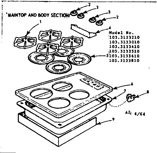 Maintop and body section