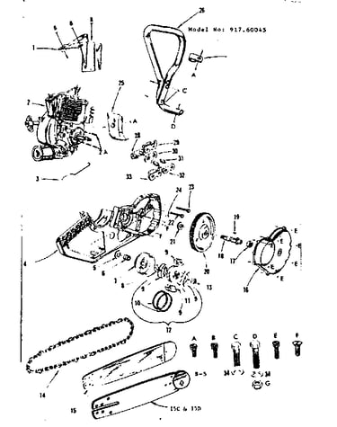 Engine / chain and guide bar