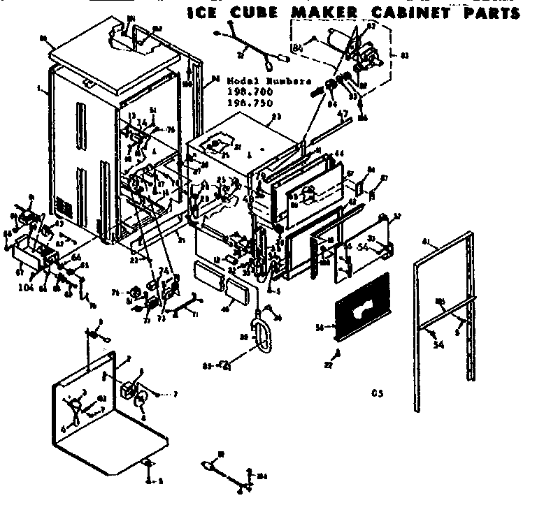 Ice cube maker cabinet parts