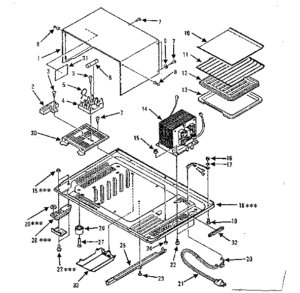 Cabinet and bottom plate parts