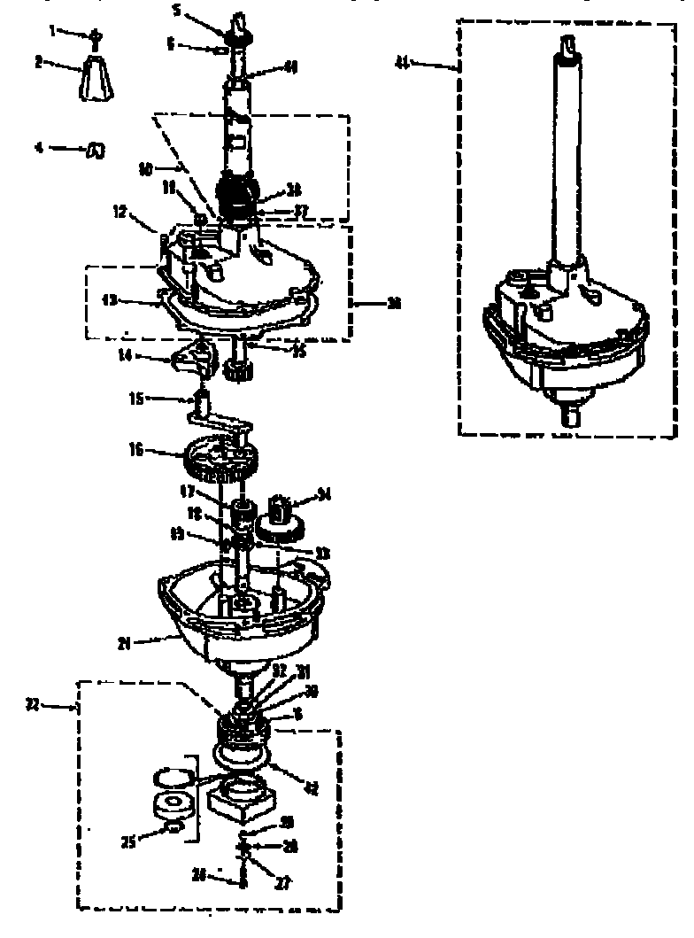 Transmission, water seal, lower bearing asmy.