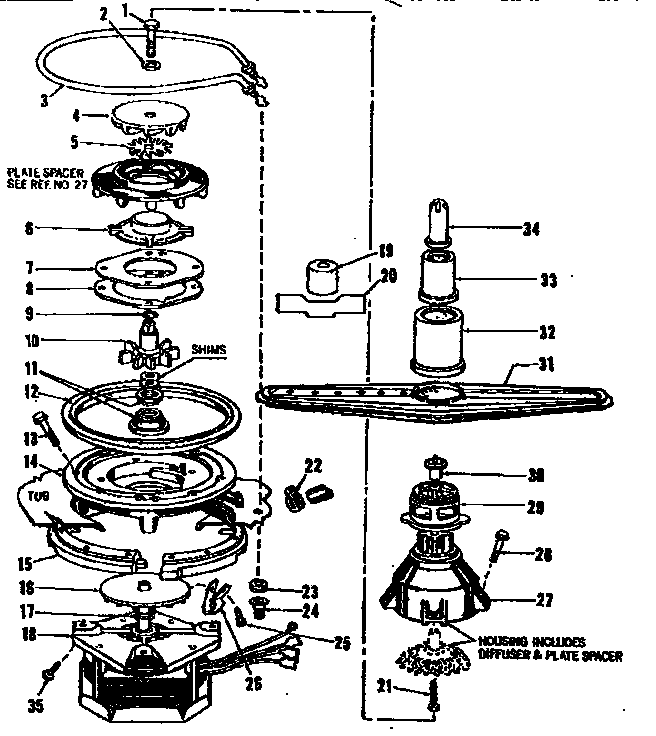 Motor, heater, and spray arm details
