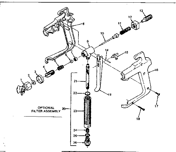 Spray gun and valve housing