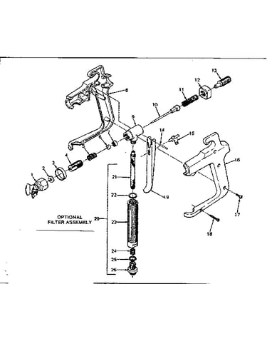 Spray gun and valve housing