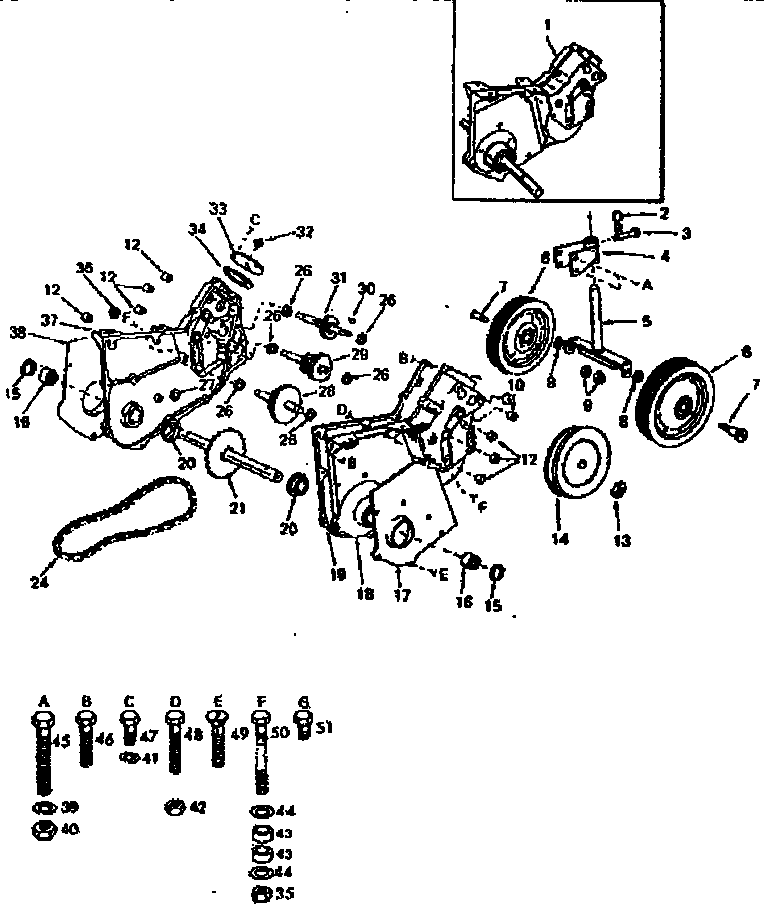 Transmission and gauge wheels