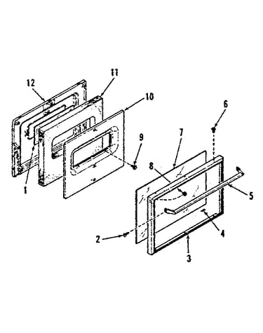 Model numbers 911.6288411, 911.6348411 oven door section