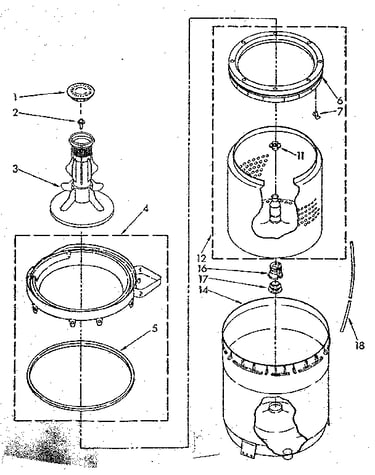 Agitator, basket and tub