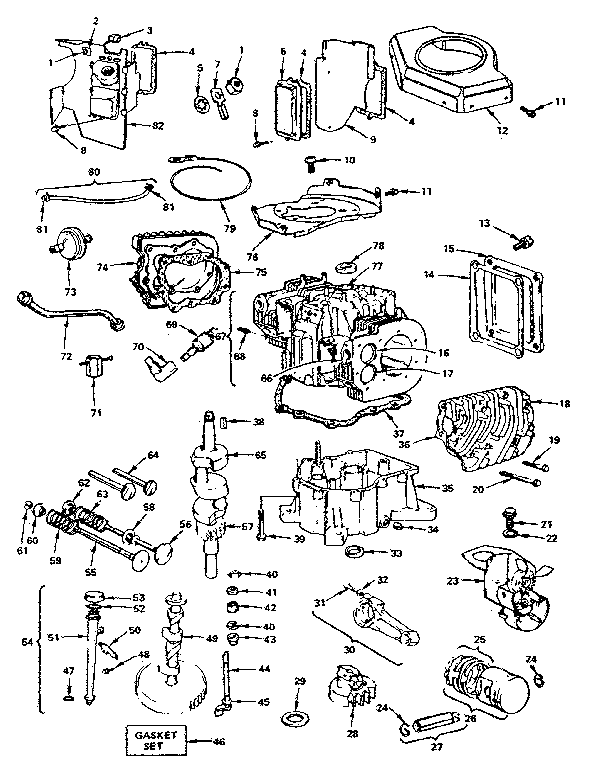 Cylinder, crankshaft and engine base group