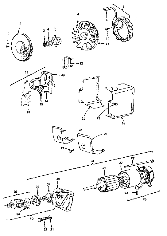 Alternator and starter motor group