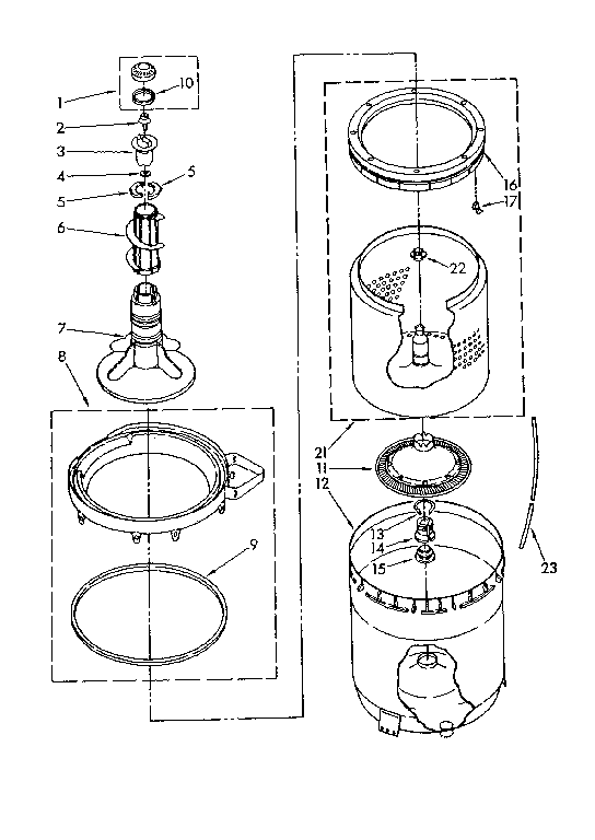 Agitator, basket and tub parts