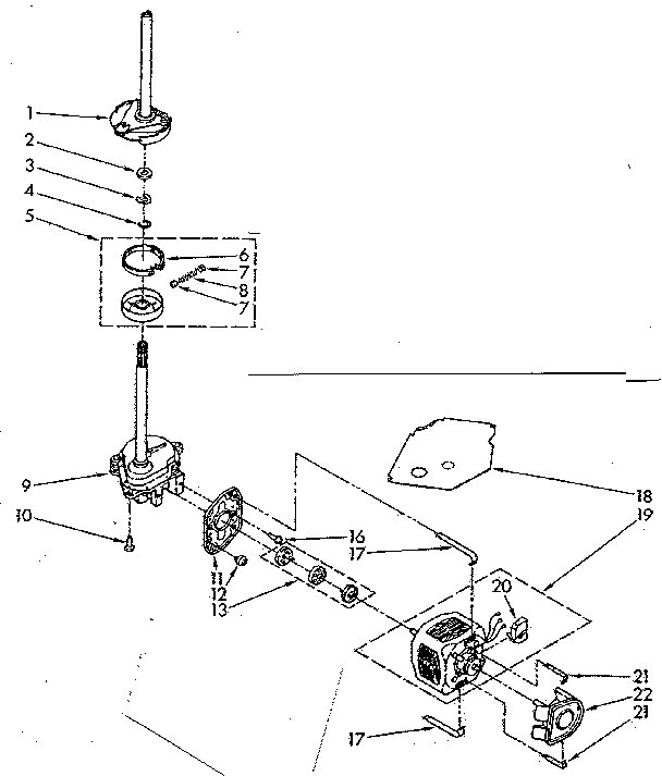 Brake, clutch, gearcase, motor and pump parts