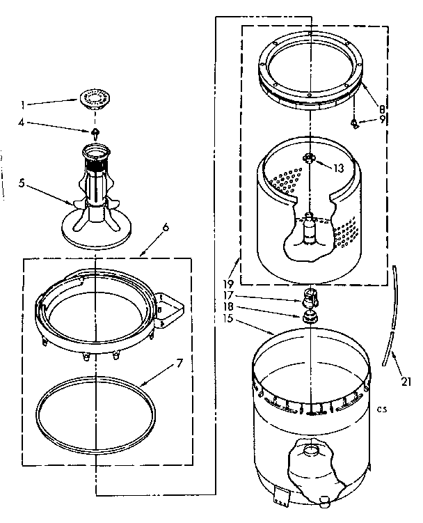 Agitator, basket and tub parts